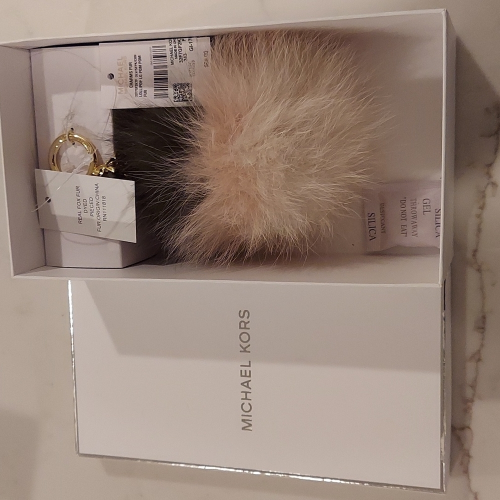 Michael Kors MK Lollipop Fur Pom Pom Charm Key Chain